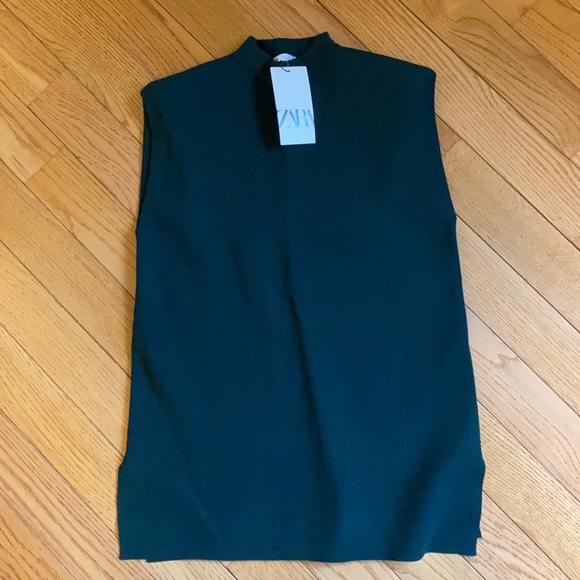 Zara knit sleeveless top w/ shoulder pads Small - Picture 5 of 7